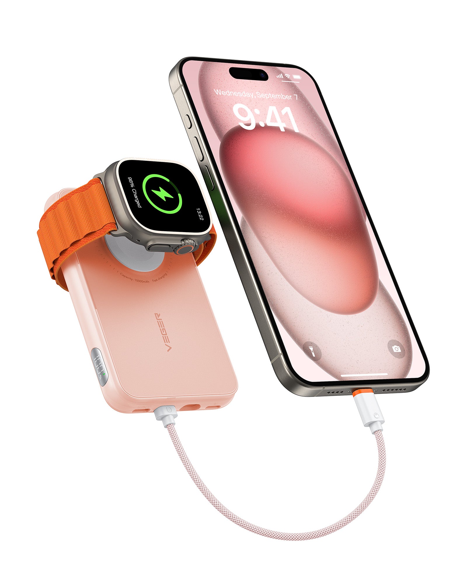 10000mAh Portable Charger with Built in Cable (Removable)