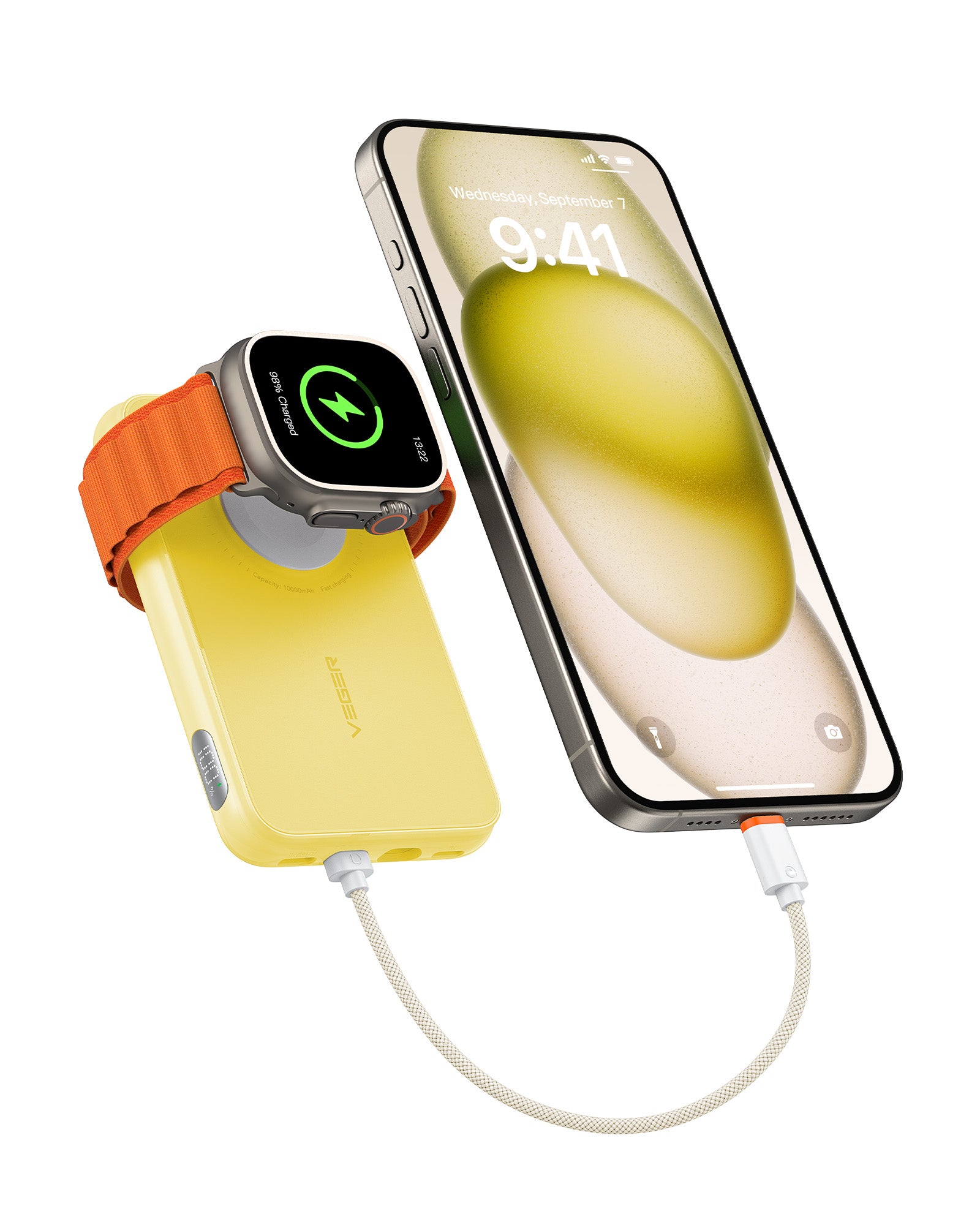 10000mAh Portable Charger with Built in Cable (Removable)