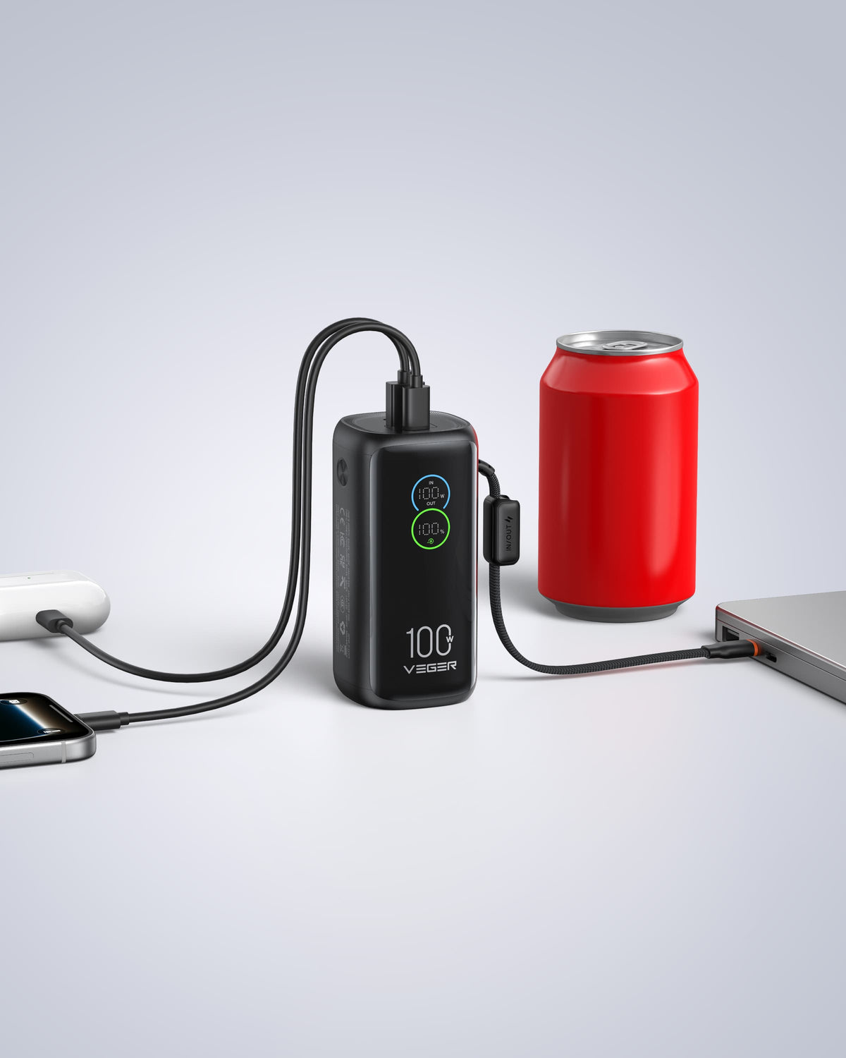 PowerCAN® 20000mAh 100W Laptop Power Bank with Built-in USB-C Cable & LED Display