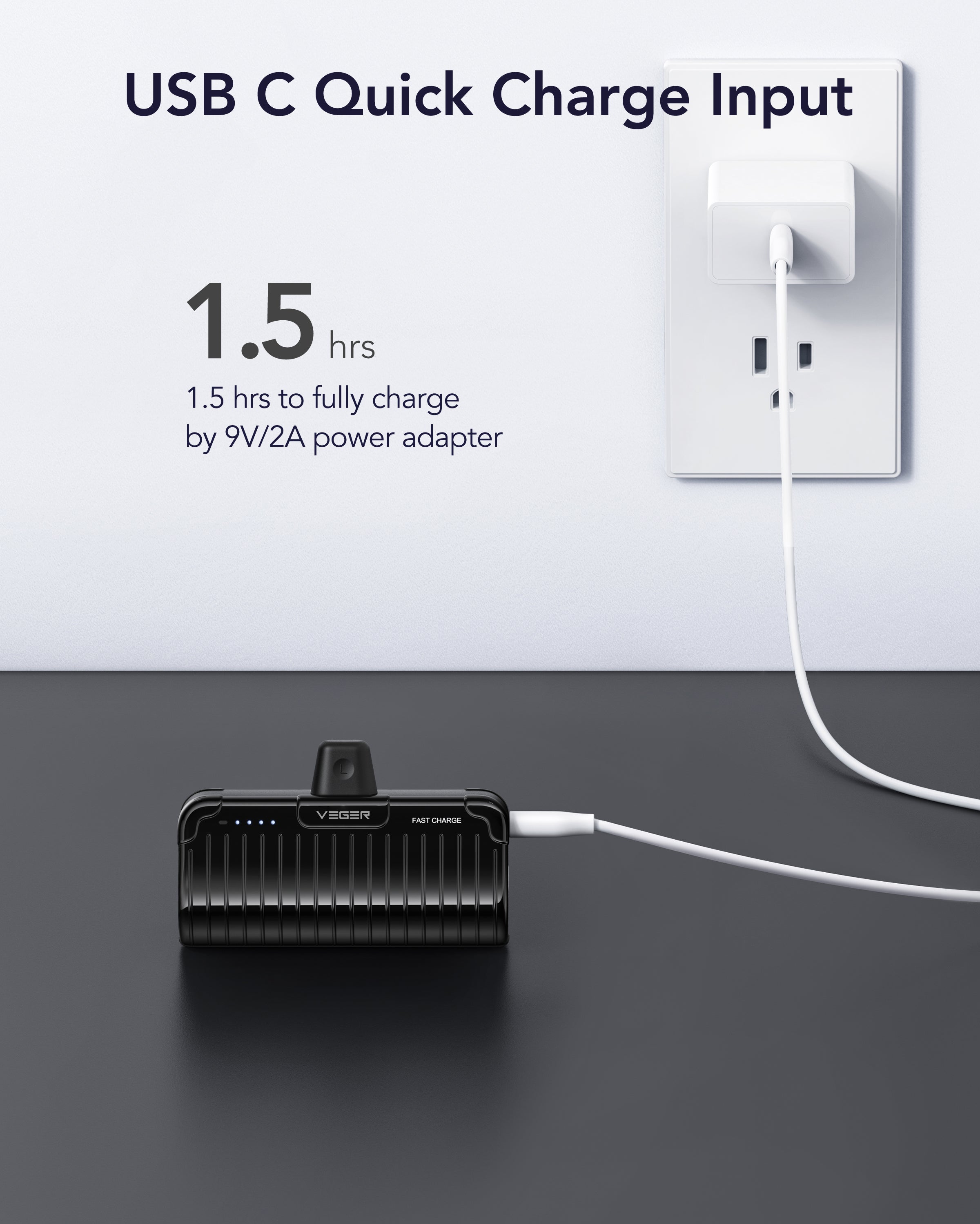 W0558P Cordless Mini Power Bank, 5000mAh 20W PD Fast Charging, All in One Fast Charging Compatible with iPhone