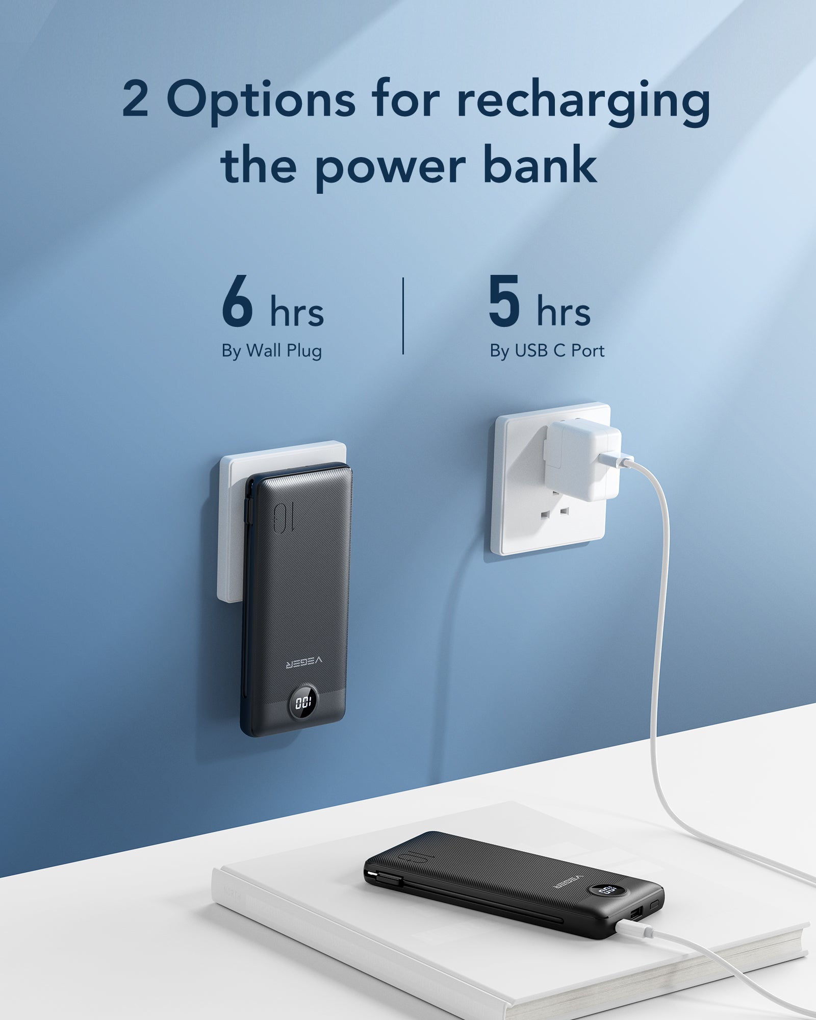 ACE100 Pro Built-in Cable and AC Plug 10000 mAh Power Bank