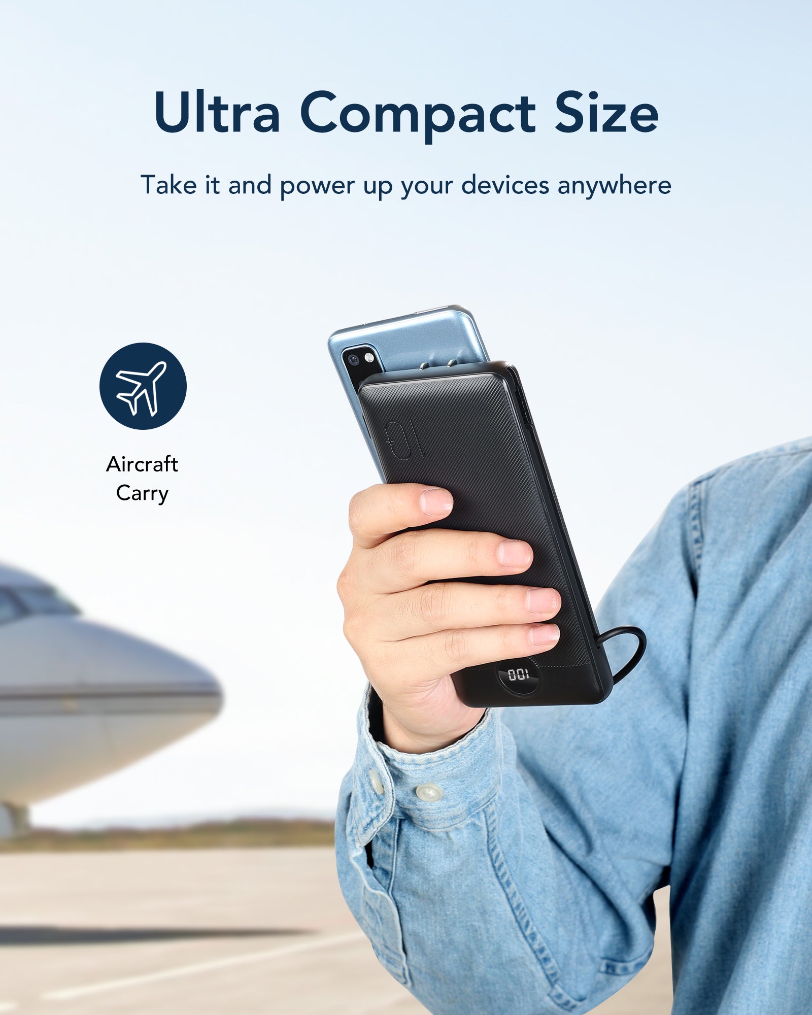 ACE100 Pro Built-in Cable and AC Plug 10000 mAh Power Bank