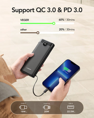 C30 30000mAh Power Bank with Built-in 4 Cables