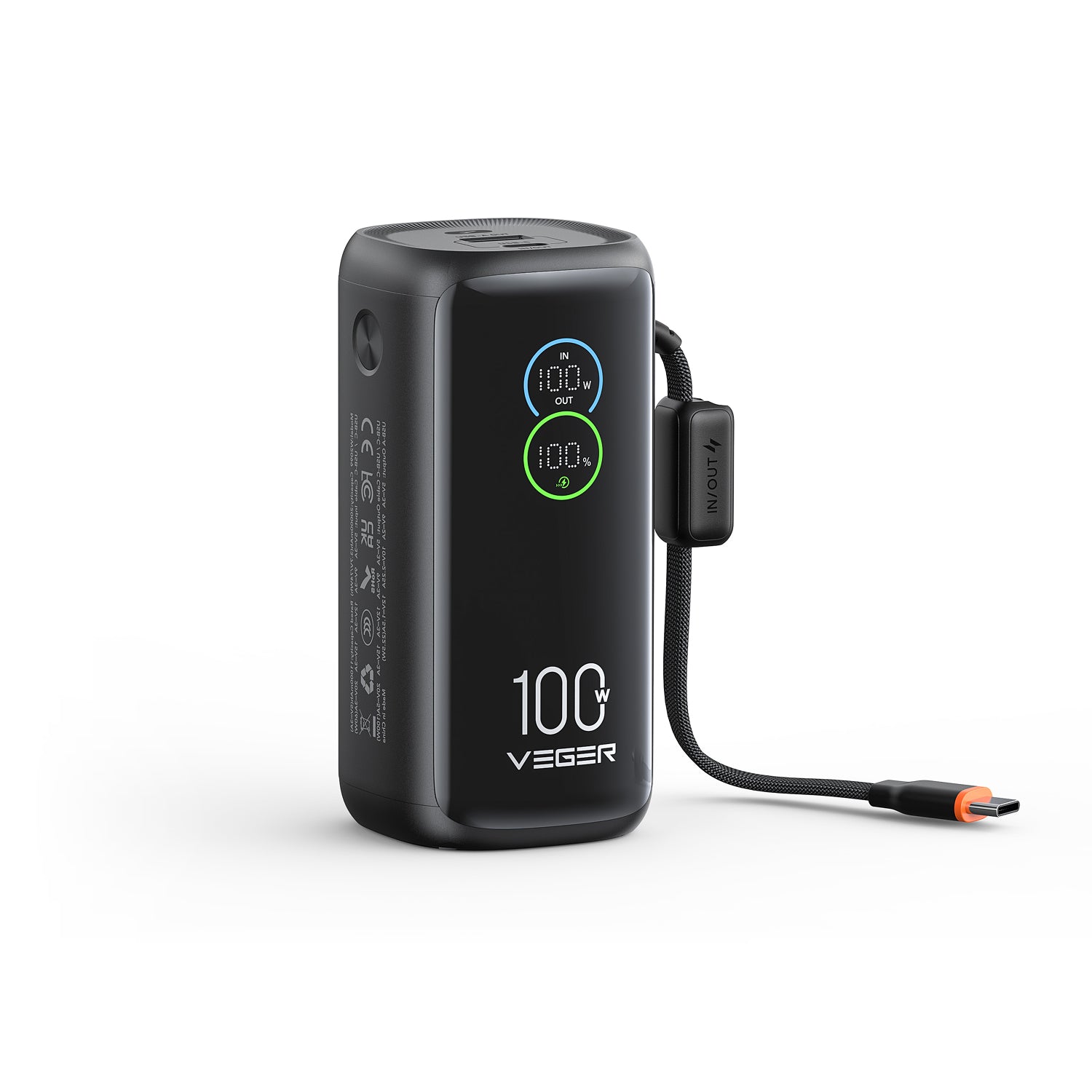 X PowerCAN 20000mAh 100W Laptop Power Bank with Built-in USB-C Cable & LED Display