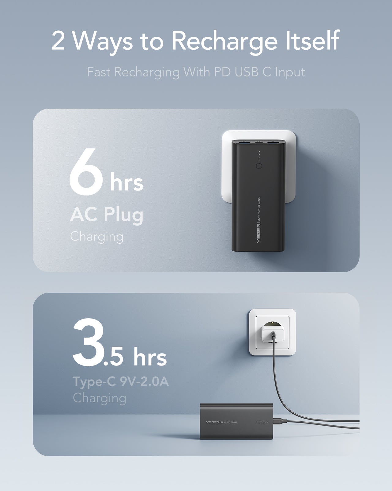 ACE100 Built-in EU Plug Power Bank PD 20W 10000mAh