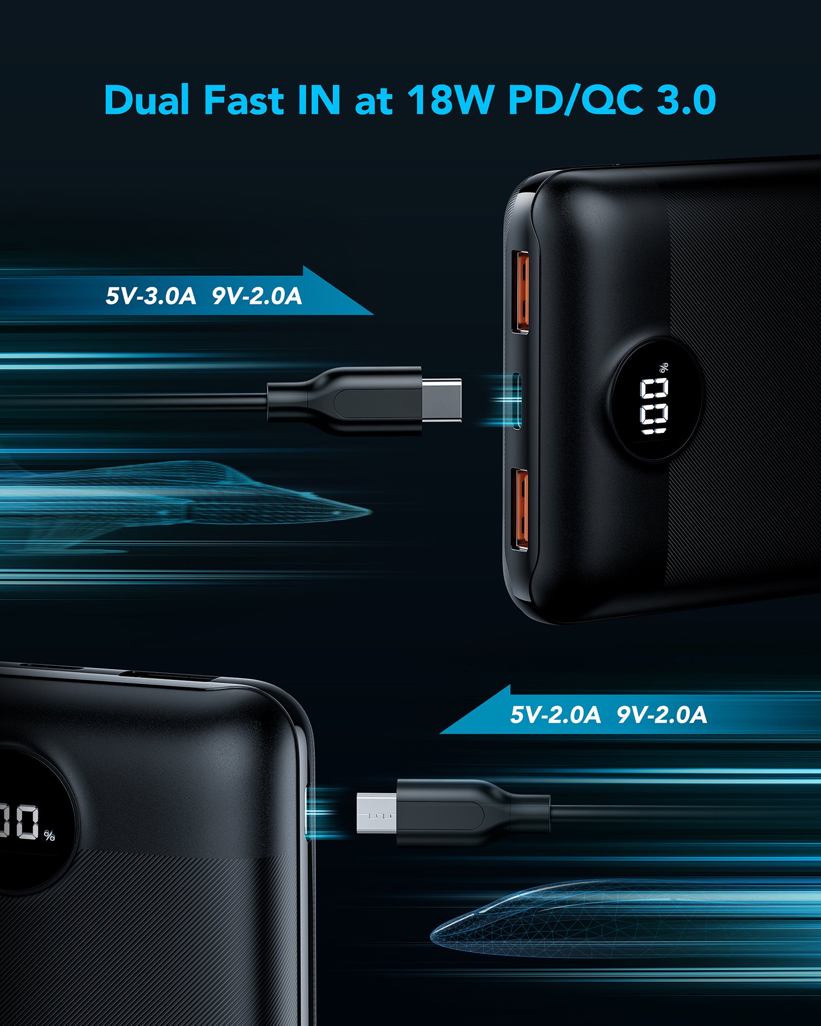 Veger S22 Powerbank - 20000 mAh Kapazität, ultradünnes & rut