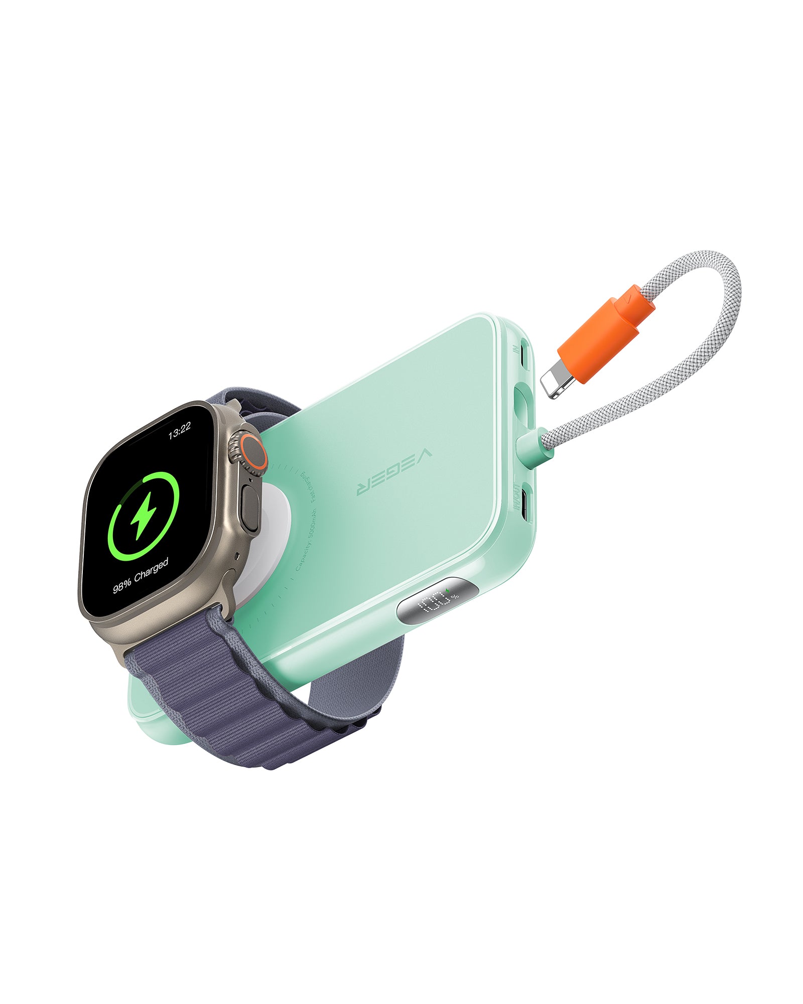 5,000mAh Portable Charger for iPhone with Built in Cable