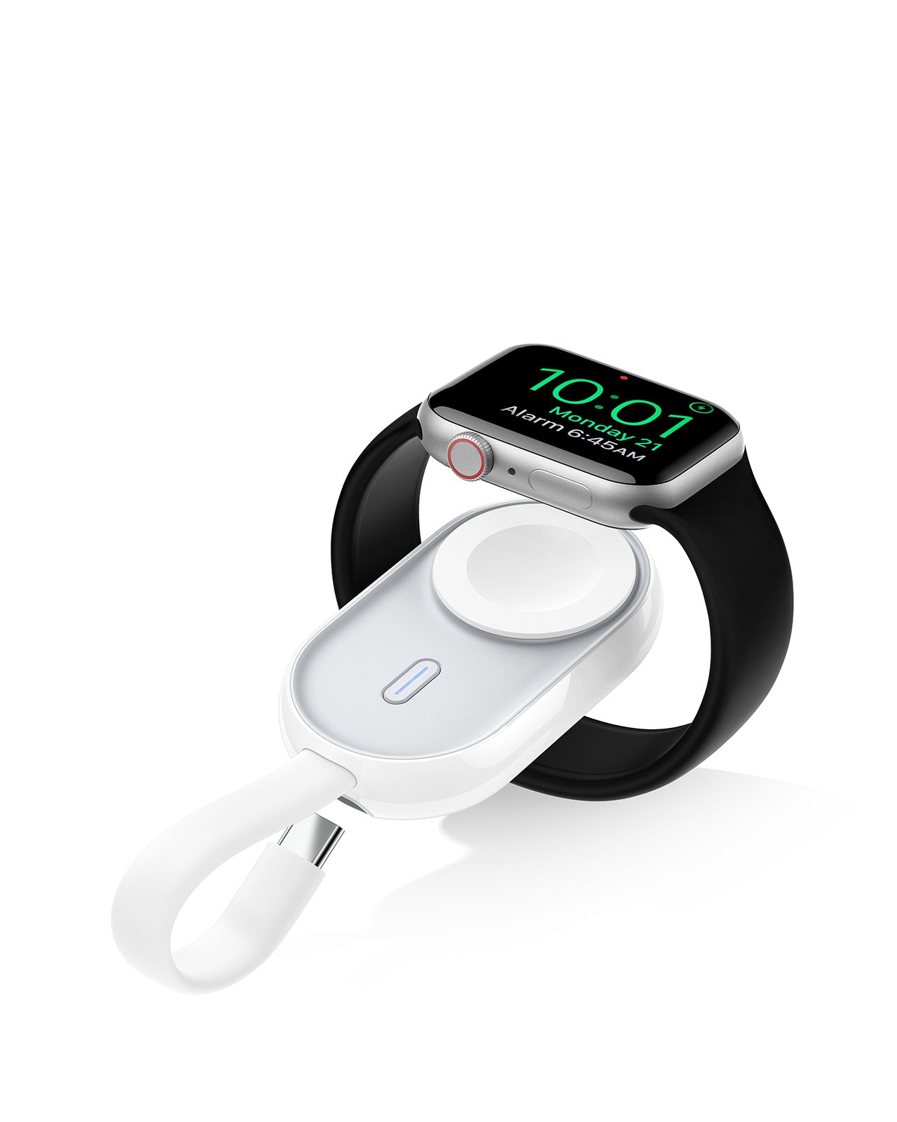 W0102 Super Mini Wireless Charger for Apple Watch, 1200mAh Watch Battery Pack with Input Cable