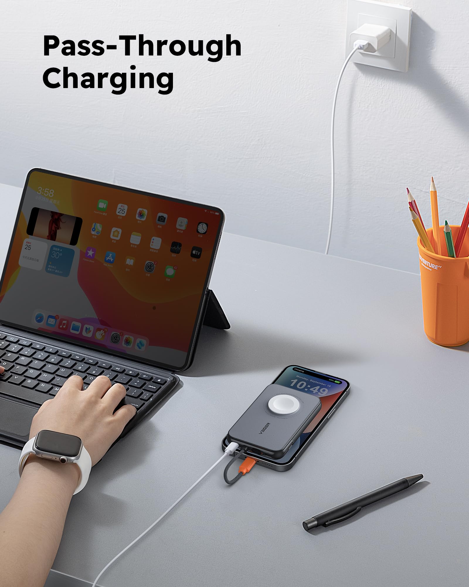 5,000mAh Portable Charger for iPhone with Built in Cable
