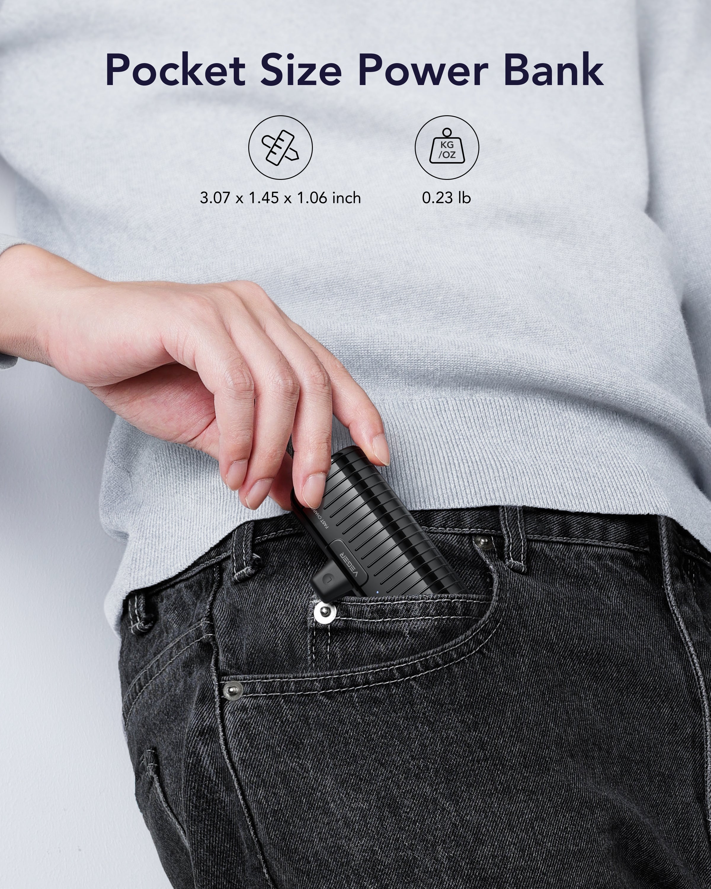 PlugOn Pro L Mini All in One Fast Charging Power Bank