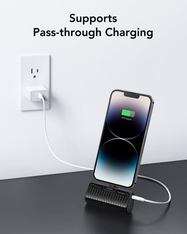 W0558P Cordless Mini Power Bank, 5000mAh 20W PD Fast Charging, All in One Fast Charging Compatible with iPhone