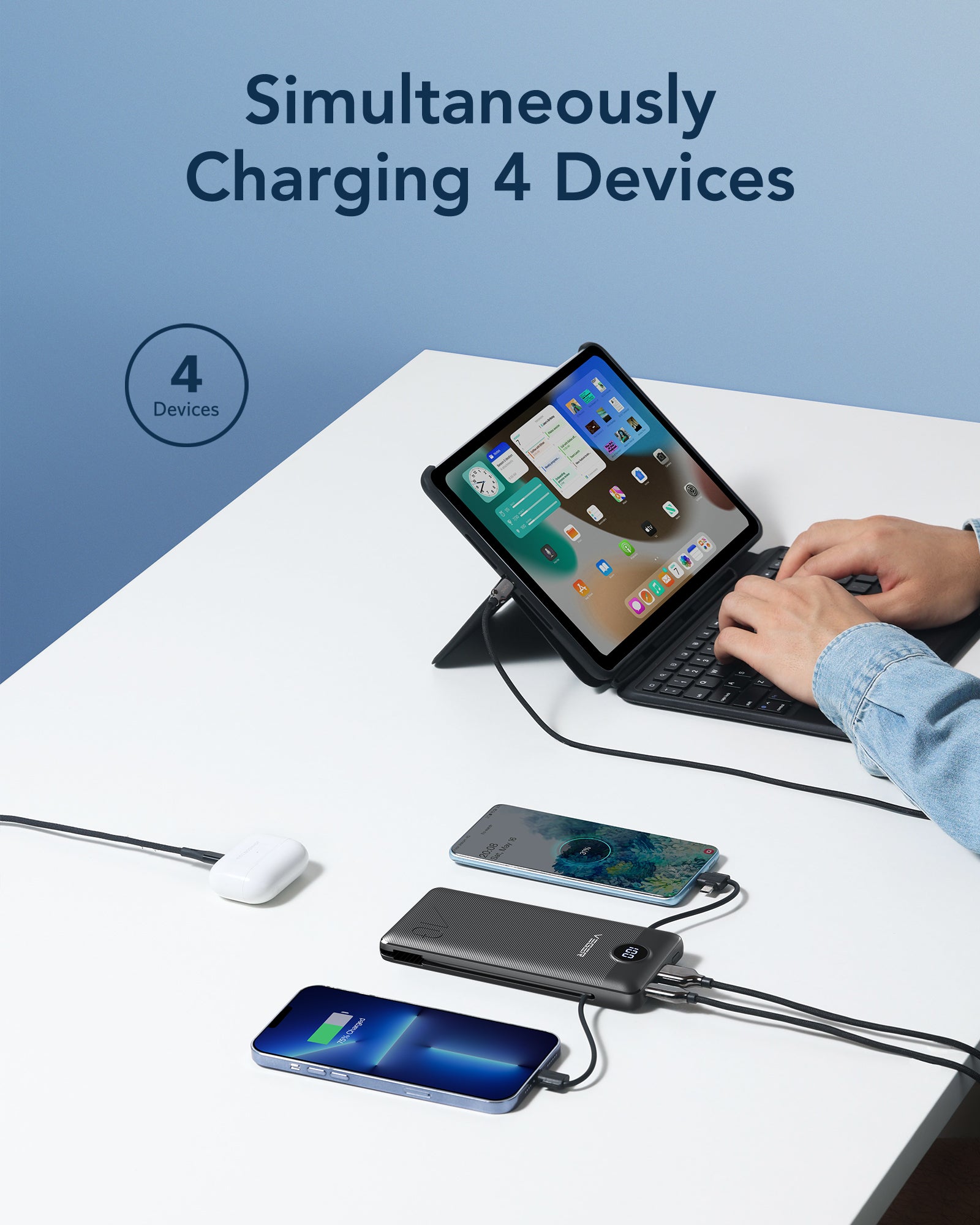 C30 30000mAh Power Bank with Built-in 4 Cables - Vegerpowerofficial