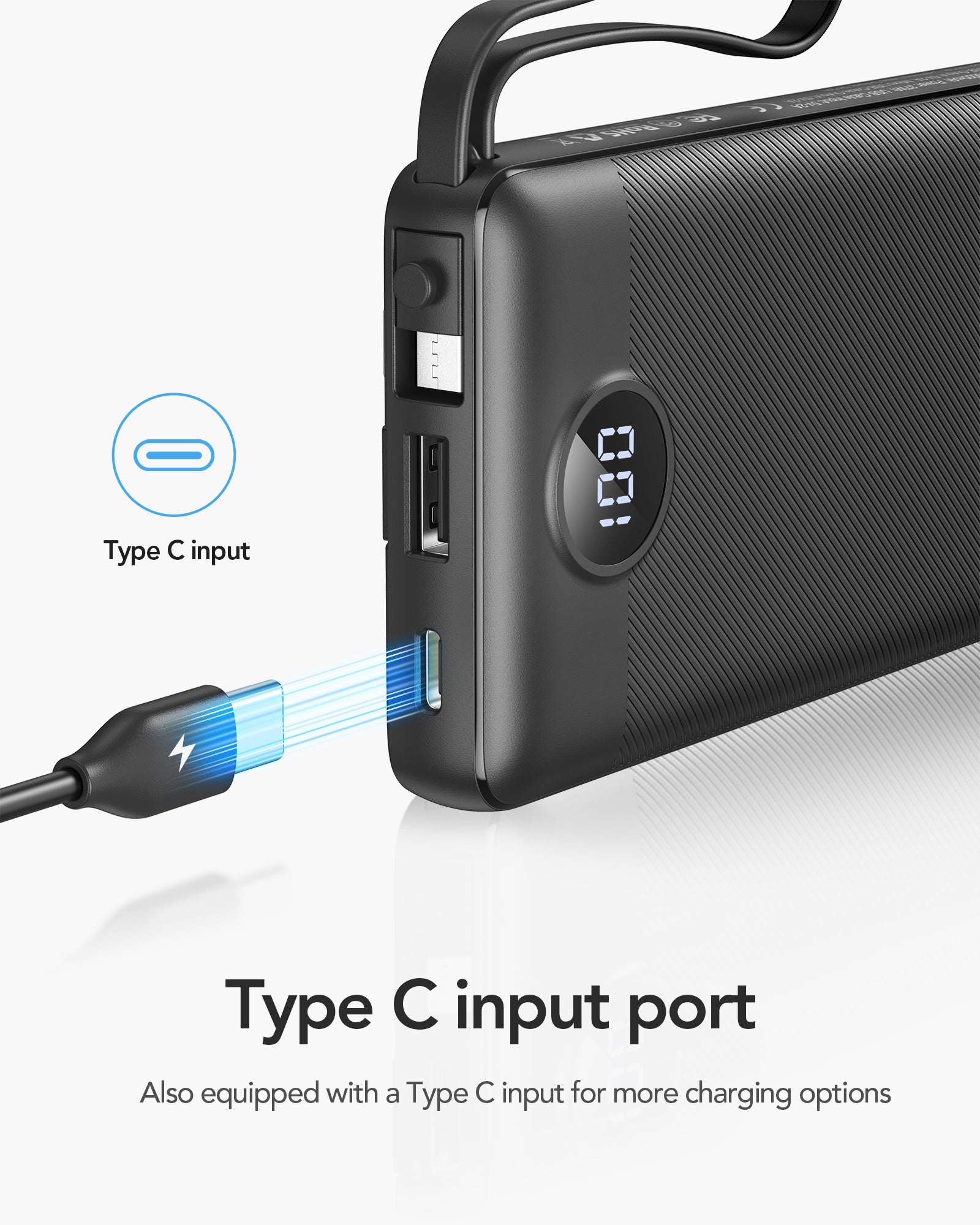 C10 10000mAh Power Bank with Built-in 4 Cables