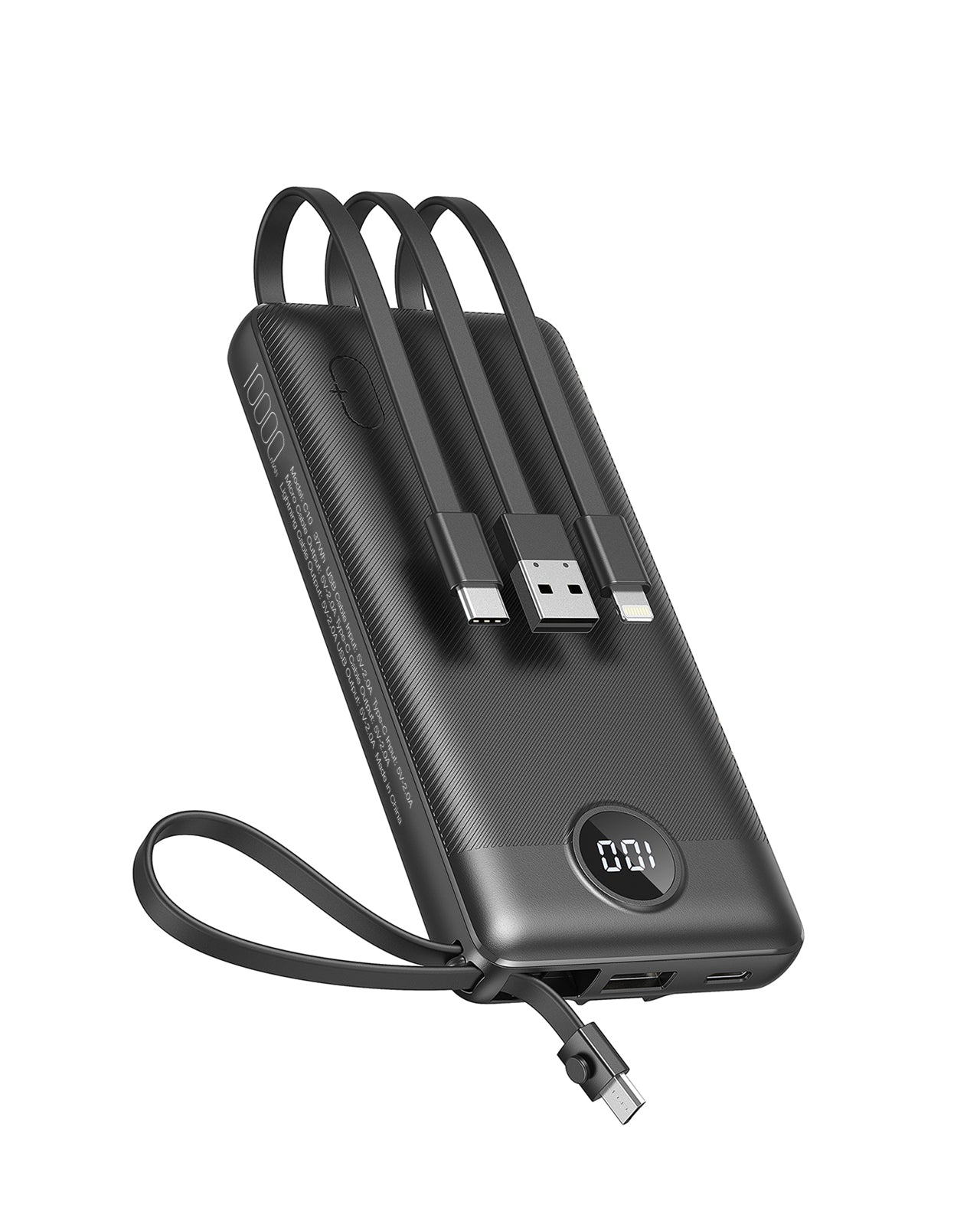 C10 10000mAh Power Bank with Built-in 4 Cables