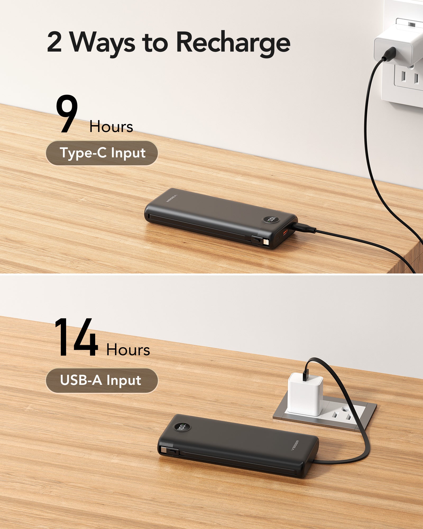 C30 30000mAh Power Bank with Built-in 4 Cables